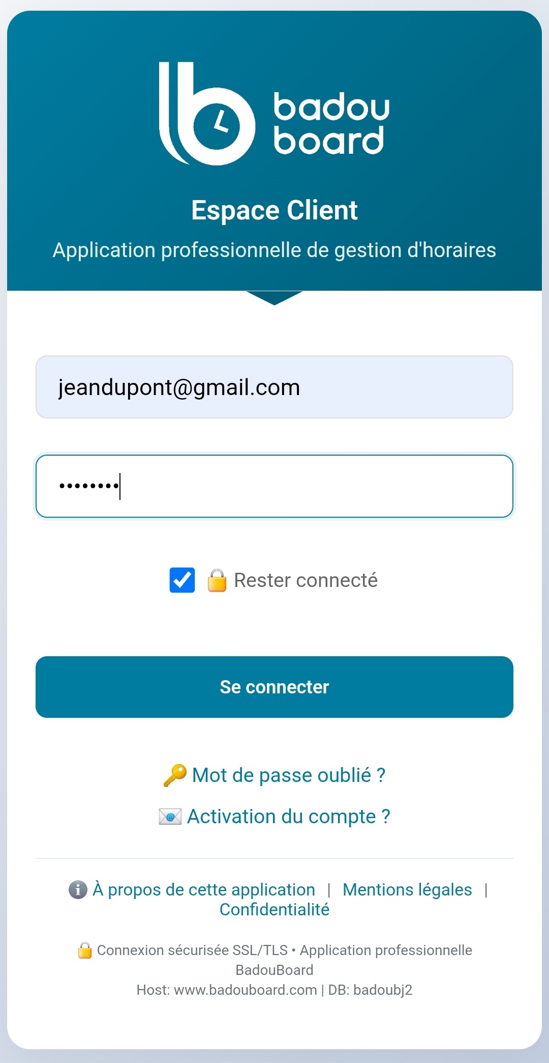 Connexion à BadouBoard